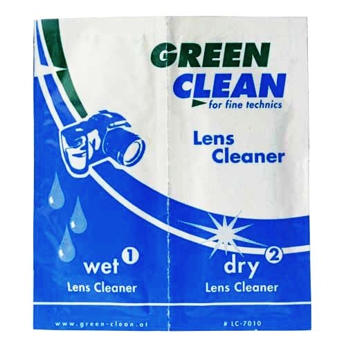 Салфетки для чистки оптики GREEN CLEAN LC-7010-1 Комплект  одноразовых  салфеток Wet&Dry Lens Cleaner (LC-7010-1) для очистки  LCD-экранов, видоискателей и объективов  фотоаппаратов.     Состоит из одной влажной, и одной сухой салфеток 